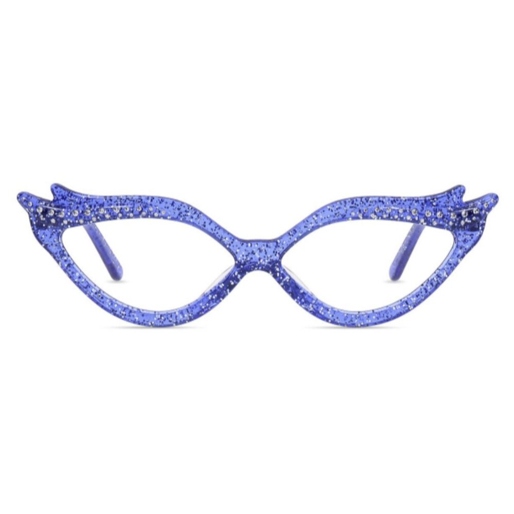 Fabulous blue glittery sparkly cateye glasses with rhinestones